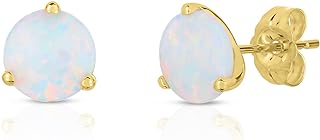 Oro Leoni 14K Yellow Gold Created Opal 7mm Round Martini Stud Earrings