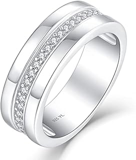 YL Men's Wedding Band Ring 925 Sterling Silver Halo Cubic Zirconia Engagement Ring Anniversary Jewelry