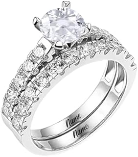 Cubic Zirconia Engagement Ring Set with Moissanite for Women, Elegant 10K/14K/18K Real White Gold Bridal Ring Set, Perfect Shape for Engagement & Wedding