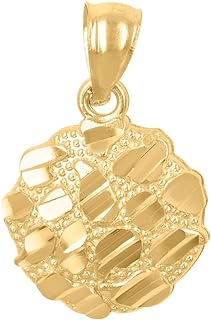 Elegant 10k Yellow Gold Women's Nugget Pendant Charm - No Gemstone, USA Origin - Hypoallergenic, Customizable with Your Own Chain