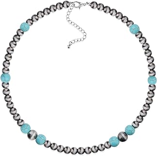 Western Jewelry Navajo Pearl Necklace for Women Cowgirl Beaded Necklace Boho Vintage Choker for Girls