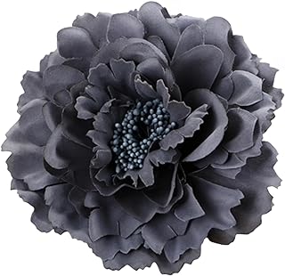 Brooch and Brooch Flower, Bohemian Shoulder Decorative Flower, Flamenco Dancer Flower Brooch, Hat Decorative Flower, Fashion Boho Ladies Peony Flower Flower Hair Clip 4.3in(Gray)