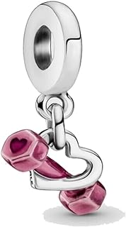Sterling Silver Clasp Dumbbell Bracelet Charm - Pandora Compatible - Silver Chain - Perfect Gift for Women - Rounded Silver Pendant Design