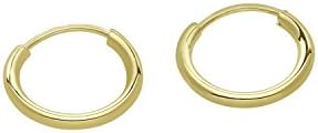 14k Gold Small Endless Hoop Earrings for Ears, Cartilage, Nose or Lips, 10mm