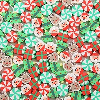 200pcs Christmas Polymer Clay Beads Xmas Gift Heishi Spacer Beads Supplies for DIY Bracelet Earring Necklace for Jewelry Making Bracelets Bulk(Christmas)