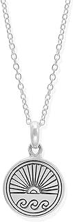 Boma Jewelry Sterling Silver Ocean Sunrise Sunset Circle Pendant Necklace, 18 Inches