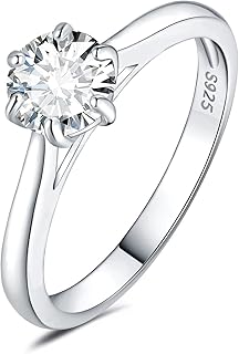JewelryPalace Bague de Fiançailles Diamant en Moissanite pour Femme Taille 49 avec Pierre Solitaire et Placage Or, Idéale pour Célébrations de Mariage et Élégance Quotidienne
