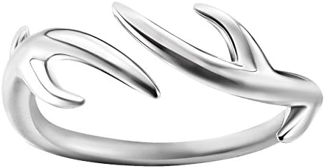 Jewever S925 Sterling Silver Original Forest Deer Antlers Women Open Ring Birthday Gift Jewelry