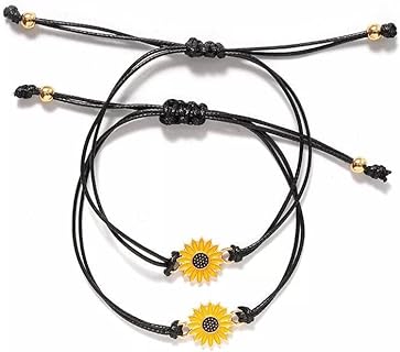 Sunflower String Bracelet Set with Adjustable Braided Nylon Rope comes with Personalized Gift with Box for Women Made With Nickel-Free