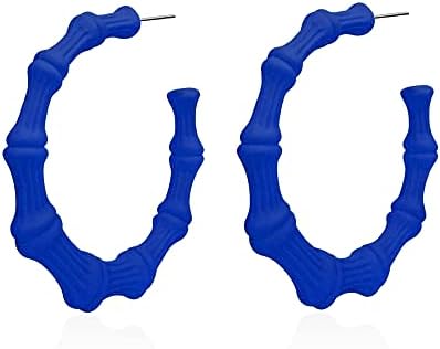 90s Bamboo Earrings for Women Stainless Steel Personalized Colorful Neon Statement Extra Large Hoop Earrings Hip Hop C Shape Hoops Earrings for Party Fashion Jewlery