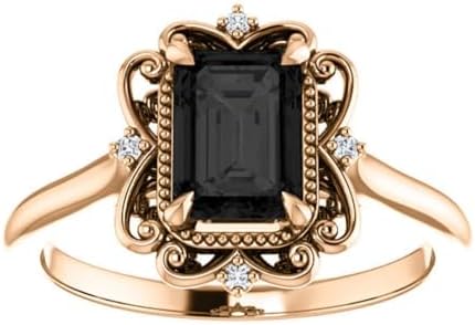 Engagement Men's Victorian Ring with Black Onyx Emerald - Perfect Gift for Him - Vintage Design