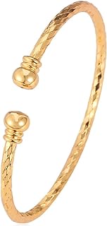 U7 Unisex Simple Cuff Bracelet 18K Real Gold Platinum Plated Fine Bracelets Fashion Jewelry Open Bangle Cuff Bracelets, Twisted or Heart Style