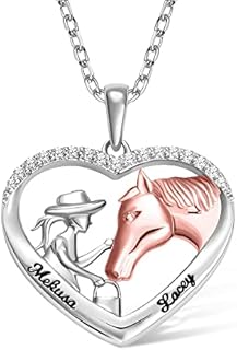 Personalized Sterling Silver Horse Locket Necklace with Box Chain for Women - Elegant Heart-shaped Design