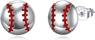 Push-Back Football Stud Earrings in Sterling Silver for Sporty Girls and Women, No Gemstone, Sophisticated Sports-Inspired Design