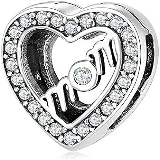 MEETCCY 925 Sterling Silver Reflexions Bracelet for Women Mesh Bracelet Clip Beads & Safe Chain.Birthday Christmas for Friends Mothers Wife and Daughters (Mom Charms)