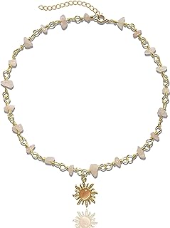 Colorful Beaded Gemstone Necklace for Women Natural Healing Crystal and Stone Boho Summer Choker Cute Handmade Birthday Christmas Jewelry Gifts for Teen Girls