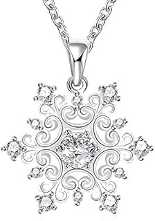 GNIMEGIL Happy Gogou Snowflake Pendant Crystal Christmas Necklaces for Women Silver Color Cute Necklaces for Teen Girls 18 Inches Link Chain Mother's Day