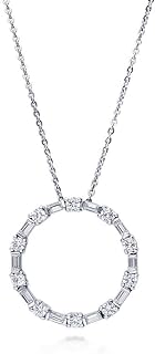 BERRICLE Sterling Silver Open Circle Cubic Zirconia CZ Pendant Necklace for Women, Rhodium Plated