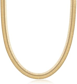 Barzel 18K Gold Plated Flat Herringbone Snake Chain Necklace | Gold Snake Necklace for Women | Sizes 16-24 Inches| Made In Brazil