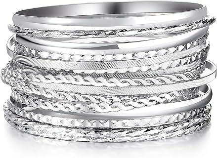 Yaomiao Mixed Metal Aztec Bangle Bracelets for Women, Bangle Bracelet Bohemia Bracelet Gypsy Jewelry Pirate Accessories Jewelry for Women Girl Indian, 16 Pieces