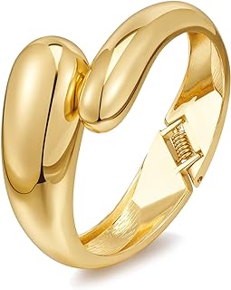 Lobster Claw Gold Bangle Bracelet - LILIE&WHITE - Gold Plated, Zinc Alloy, Chunky Cuff Design for Fashion-forward Women
