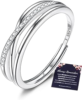 Bague Argent 925 - Bague Réglable et Hautement Polie avec Zircone Cubique, Confortable et Hypoallergénique, Cadeau Idéal pour Femme Aimant Élégance