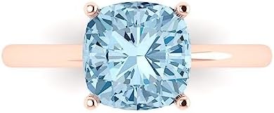 Clara Pucci 2.5 ct Cushion Cut Aquamarine Engagement Ring in 18K Rose Gold, Personalizable