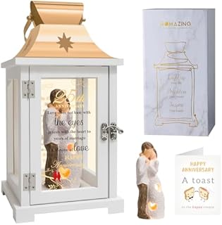 25th Wedding Anniversary Husband and Wife Figurine Lantern, Best 25th Anniversary Wedding Gifts for Couple Parents Wife Husband Silver 25 Years of Marriage for Him Her