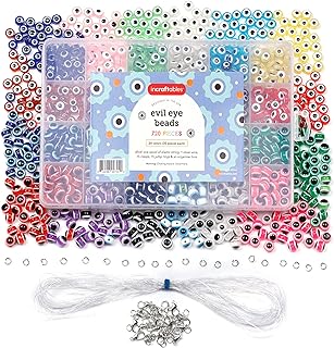 Evil Eye Bead Necklace DIY Kit by Incraftables | High-Grade Glass Beads in Silver | Ideal for Kids & Adults | Versatile for Various Jewelry Designs