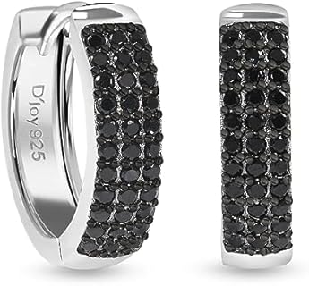 SHOP LC 925 Sterling Silver Black Spinel Huggie Hoop Earrings for Women Jewelry Anniversary Women 0.6 Ct Birthday Gifts for Women