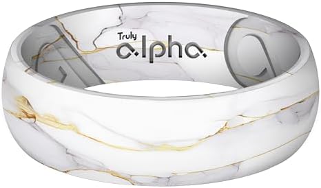 Breathable Air Grooves Silicone Wedding Ring for Men, Robust Rubber, 8mm Width, Typhon Printed Design