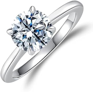 Engagement Rings for Women,925 Sterling Silver CZ Round Solitaire Engagement Ring with 18K Gold Plated,Promise Engagement Wedding Bands Couple Rings for Her 1.5/2/3/4/5CT