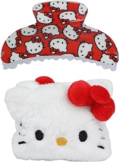 Bioworld Hello Kitty 2-Pack Women's Hair Clip Set in Durable Plastic Design for All Hair Types