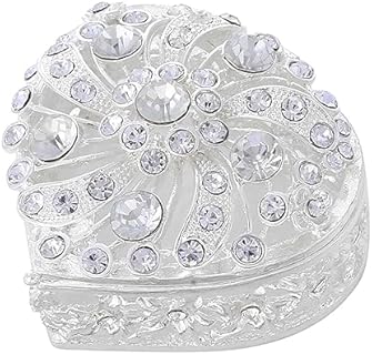Heart Shape Jewelry Box Wedding Arras Coin Box Small Trinket Organizer for Girls Women Ring Earring Keepsake Storage Box Ideal Wedding Birthday Gift Silver