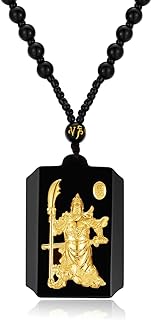 22K Gold Rope Chain Necklace with Natural Nephrite Jade Pendant for Men and Women, Guan Gong Design