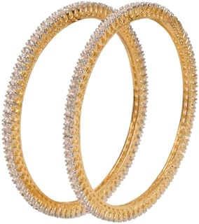 Touchstone Indian Bollywood Desire Perfectly Hand Studded Diamond Look Premium Quality Cubic Zirconia CZs Colorful Designer Jewelry Bangle Bracelets In Two Tones For Women.