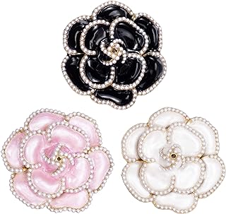 PAGOW 3Pcs Flower Brooch Pin, Fashion Petal Pearl Elegant Exquisite Brooches Pins Set Decoration for Women Wedding Banquet Party Shirts Dresses
