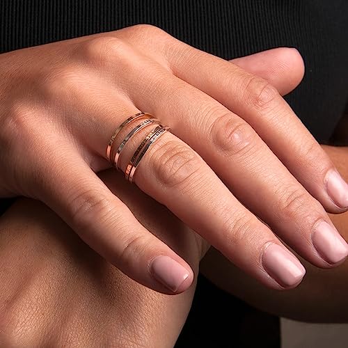 MILACOLATO S925 Sterling Silver Rings for Women Men 18K White Gold Plated Stackable Statement Thin Plain Thumb Ring High Polished Wedding Band Ring Comfort Fit Size 5 to 10, 1mm 2mm 3mm 4mm 6mm