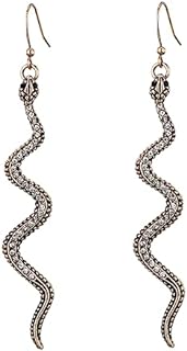 Alluring Vintage Gold Snake Dangle Earrings with Rhinestone Accents and French Wire Back Finding for Women and Girls