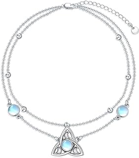 LONAGO Celtic Knot 925 Sterling Silver Anklet for Women Witches Knot Adjustable Beach Foot Ankle Bracelet Jewelry Gifts for Girls Teens 8+2Inches