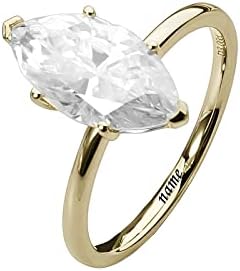 Rose Gold Marquise Engagement Ring with 3 ct Moissanite Solitaire in 10K/14K/18K for Women, Marquise Cut Diamond-Like Gem for Ultimate Sparkle - Ideal for Proposals & Anniversaries!