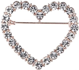 Full Crystal Love Heart Brooch Pin Shining Rhinestone Hallow Heart Lucky Star Lapel Pin Sparkling Heart Pin Dainty Star Brooch Christmas Valentine's Day Gift Women Girls Wedding Party Ceremony Clothes Accessories