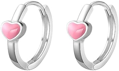 Cute Heart Hoop Earrings for Women Girls 925 Sterling Silver Minimalist Enamel Tiny Small Love Hearted Hoop Huggie Hoops Piercing Cartilage Hypoallergenic Dainty Preppy Birthday Homecoming Christmas Jewelry Gifts