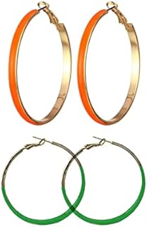 2 Pairs Big Hoop Earrings for Women Statement Gold Plated Enamel Round Circle Round Glazed Earrings Stud Party Cute Candy Jewelry