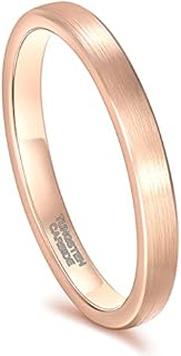 Greenpod 3MM 5MM Tungsten Rings for Women Men Rose Gold/Silver Thin Brushed Flat Wedding Band Comfort Fit Size 4-13