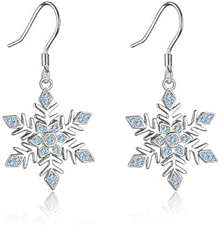 ONEFINITY Snowflake Earrings Sterling Silver Snowflake Dangle Drop Earring for Women Christmas Jewelry Gifts