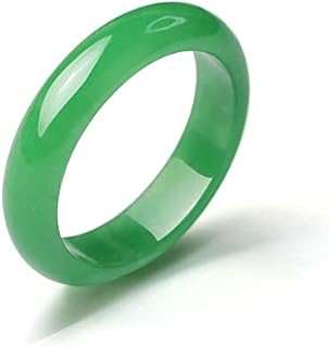 Jade Ring For Women For Teen - Good Luck Jewelry with Wide Band Wedding Ring Size 4-12