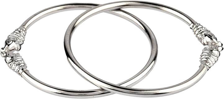 Chic Indian Antique Elephant Bangle Bracelet Set with Lobster Clasp by Efulgenz, Made from Durable Alloy Metal - 2pcs