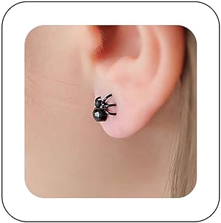 Andelaisi Punk Black Spider Earrings Black Horror Spider Studs Earrings Vintage Tiny Spider Earrings Gothic Spider Funny Earrings Jewelry for Women and Girls