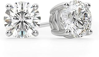 GNG Simulated Diamond Stud Earrings. Solid 14K Gold Sturdy Mountings ((1.00-2.50 CTW)